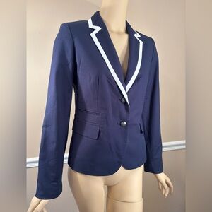 NWT Banana Republic Women's Navy Blazer with White Trim 4